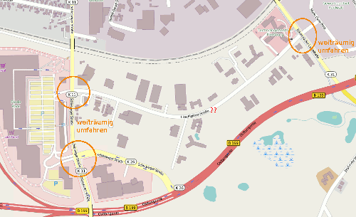 Baustellen um die Lise-Meitner Strasse