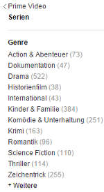 Amazon Prime Seriengenres