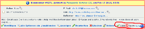 Spamkommentar im Bayes Filter von Serendipity