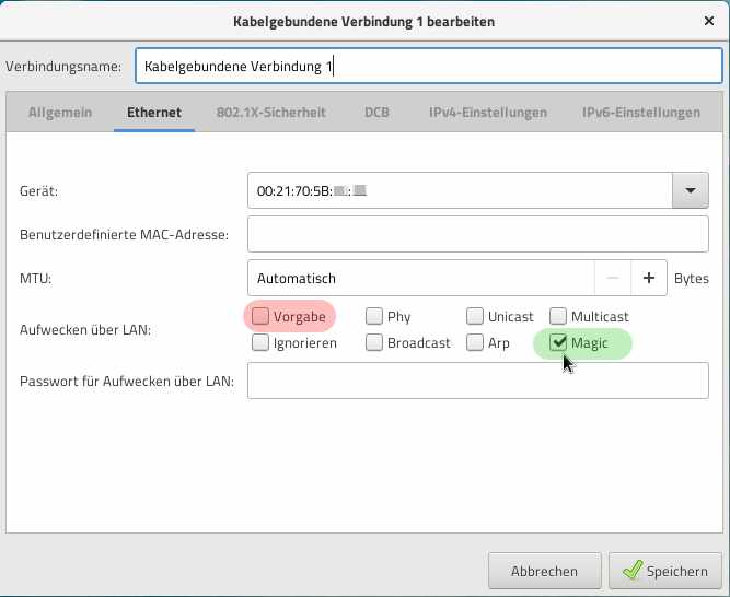 NetworkManager LAN Verbindung