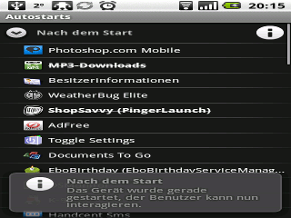 Autostarts - nach dem Start